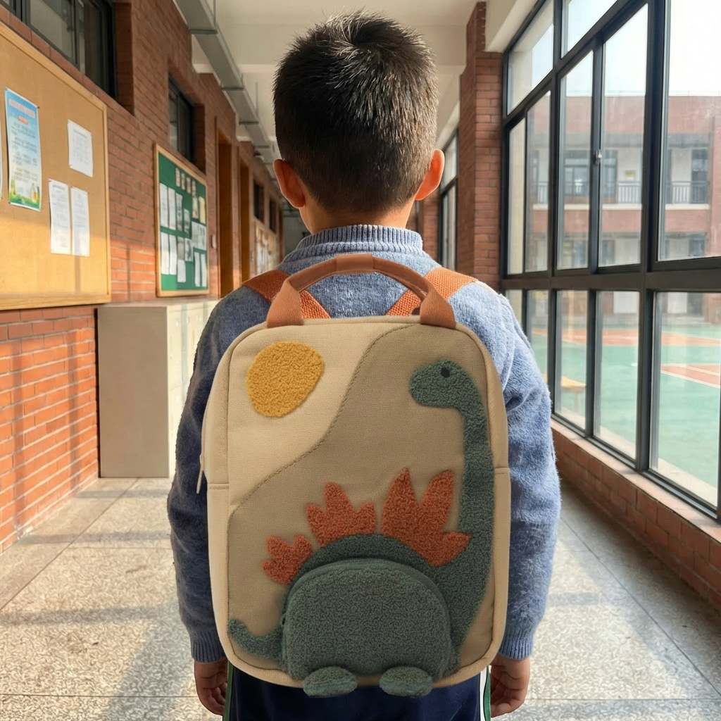 Oak & Coral | Children's backpack with dinosaur application