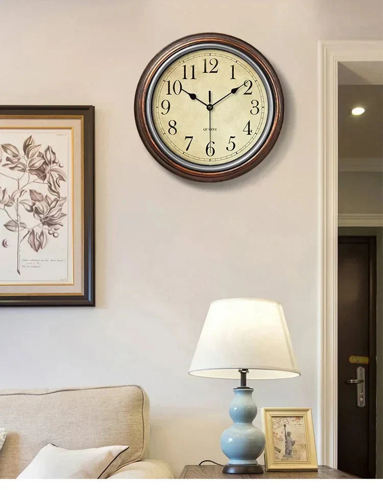 Oak & Coral | Classic Wall Clock with Large Numbers