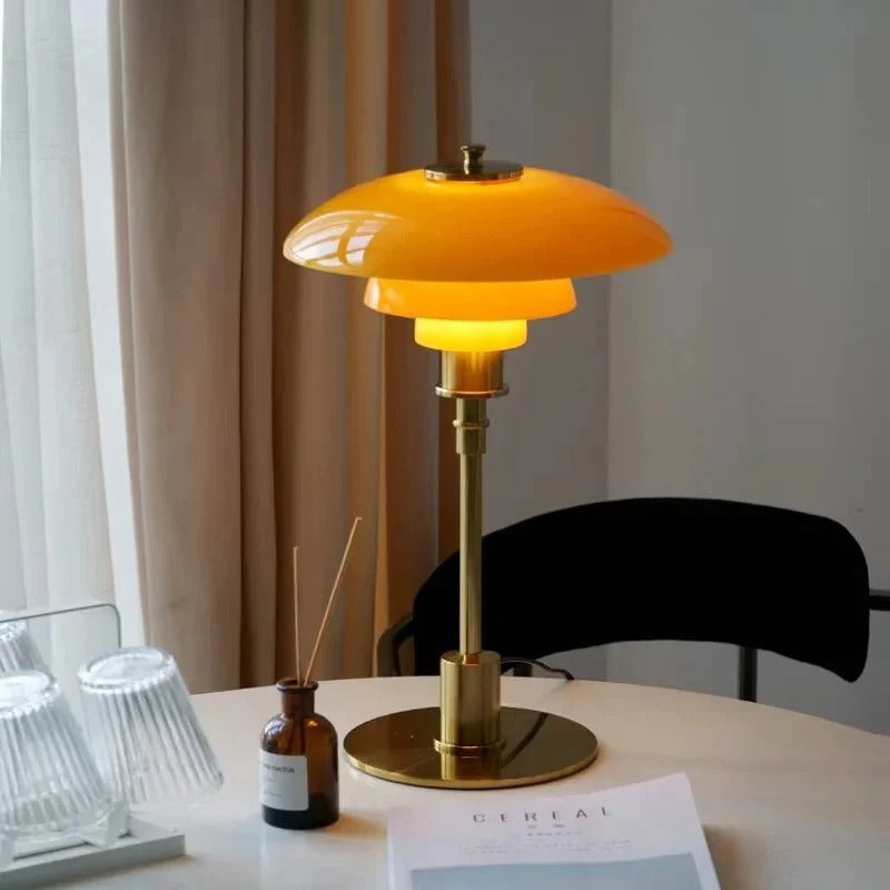 Oak & Coral | Dimmable Round Table Lamp