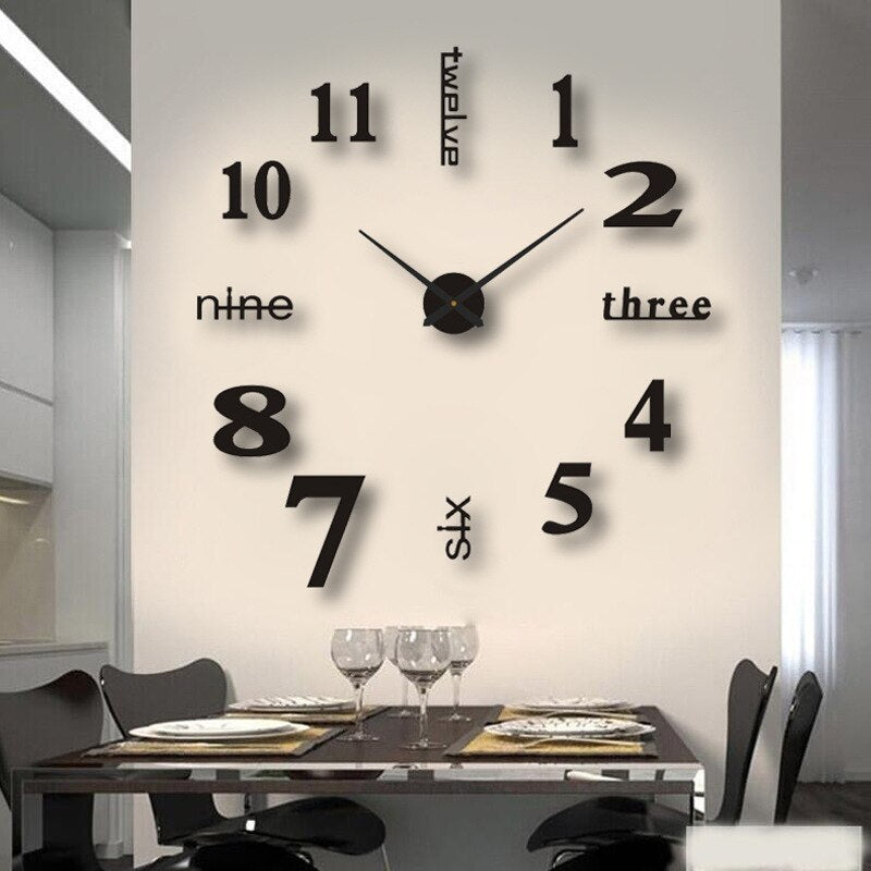 Oak & Coral | DIY Large Wall Clock with Adhesive Numbers