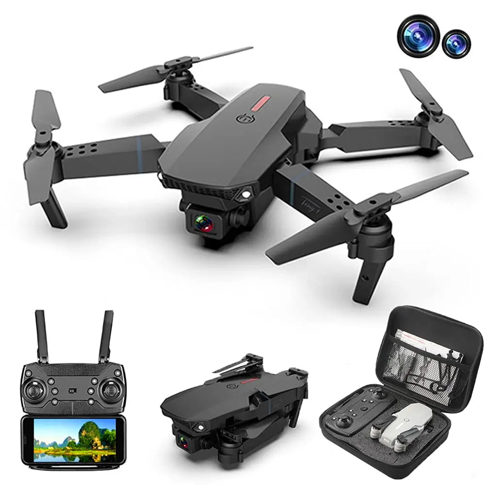 Oak & Coral- E88 Pro Drone 4k HD Double Camera RC VR 3D Long Battery Life Flight Path FPV Mini Drone