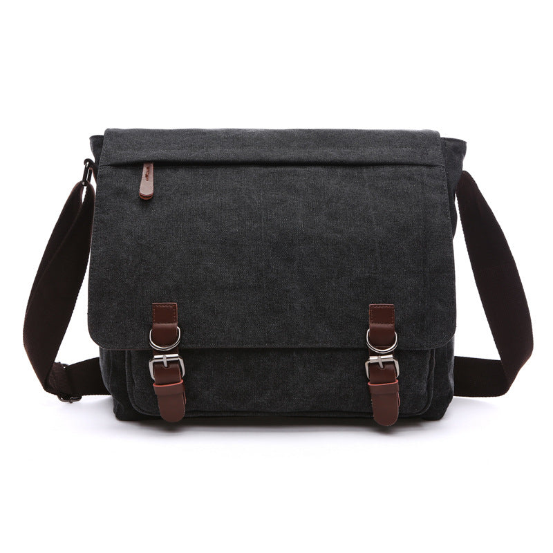 Oak & Coral | Men's Canvas Messenger Bag with Buckle Straps