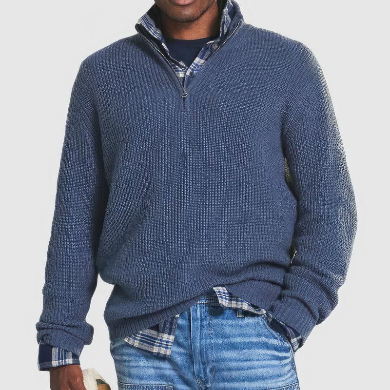 Oak & Coral | Men's Half-Zip Ribbed Knit Sweater