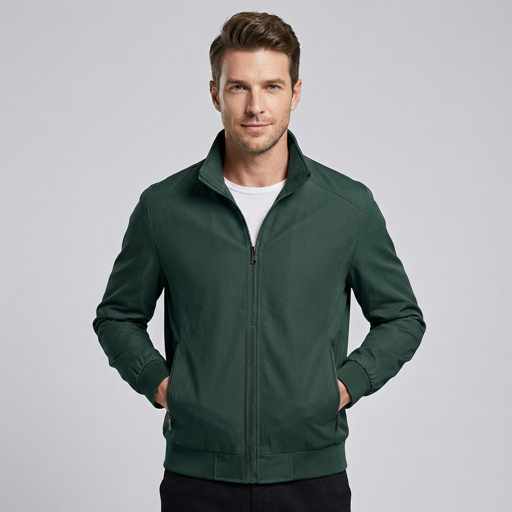 Oak & Coral | Men's Lightweight Windbreaker Jacket with Stand Collar