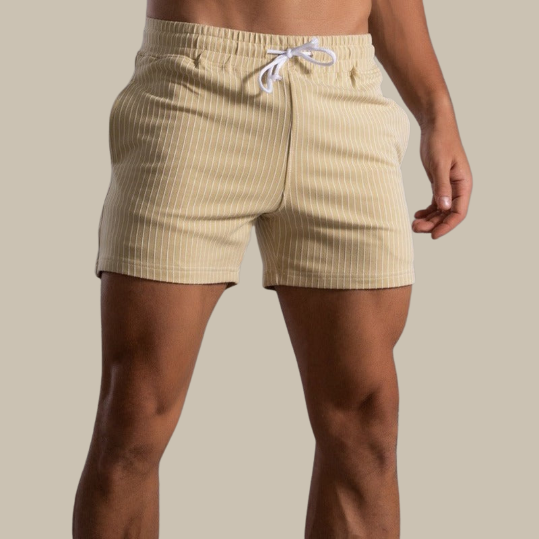 Oak & Coral | Men's Striped Athletic Shorts with Drawstring