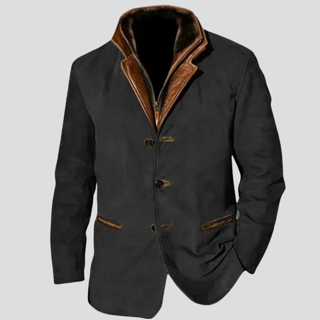 Oak & Coral | Men's Suede Blazer with Contrast Collar