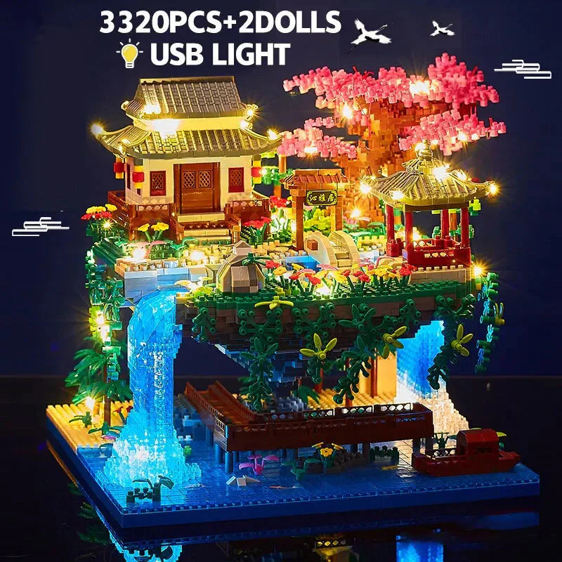 Oak & Coral | Mini Building Set 3320 Pieces with Waterfall Light