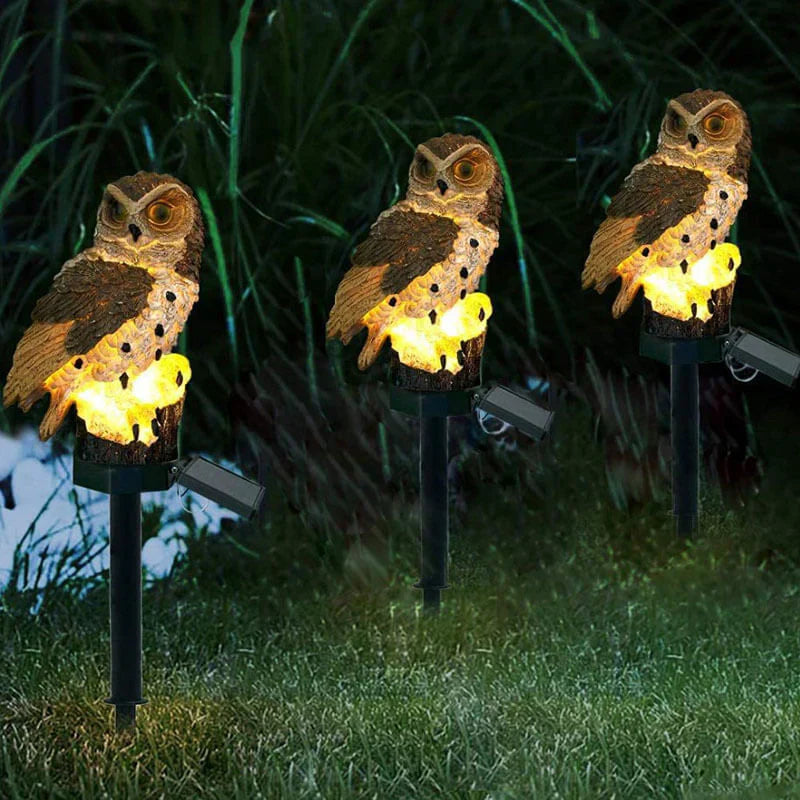 Oak & Coral | Owl Garden Lamp with Solar Energy - OwlGlow