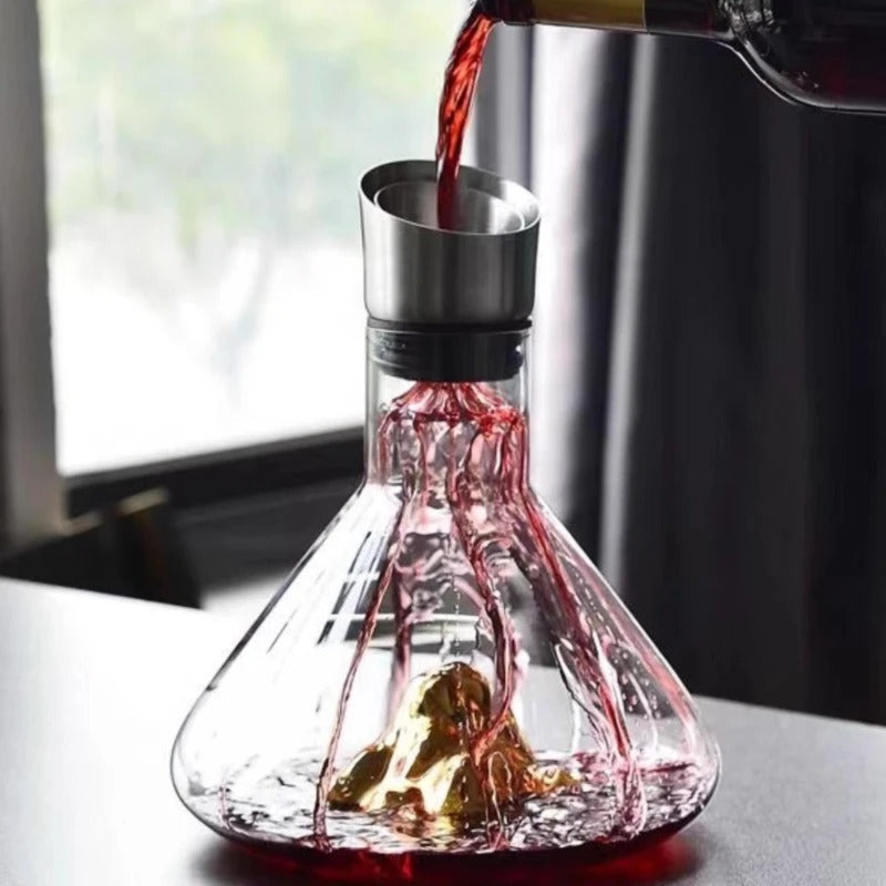 Oak & Coral | Premium Wine Decanter | Lead-Free Crystal with Rapid Aeration & Filtration for Enhanced Tasting Experience