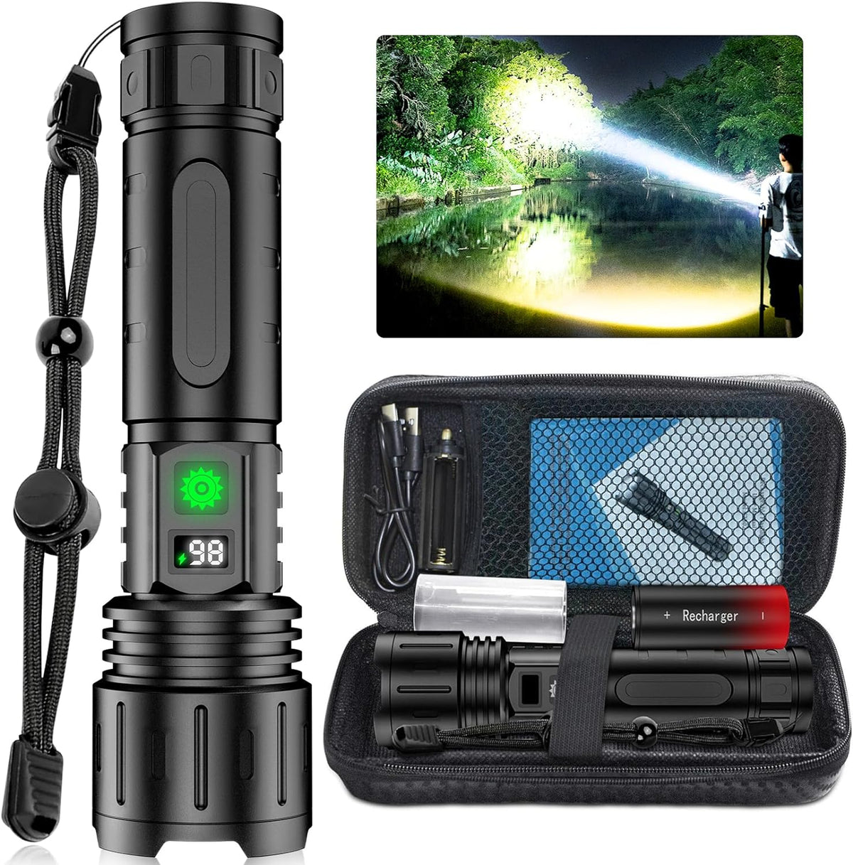 Oak & Coral | Rechargeable High-Power LED Flashlight with Zoom