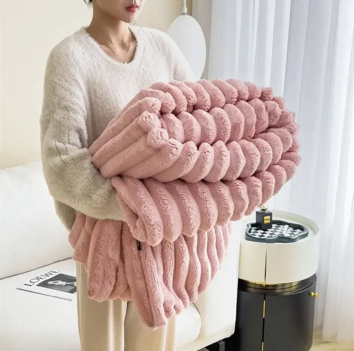 Oak & Coral | Textured Plush Blanket