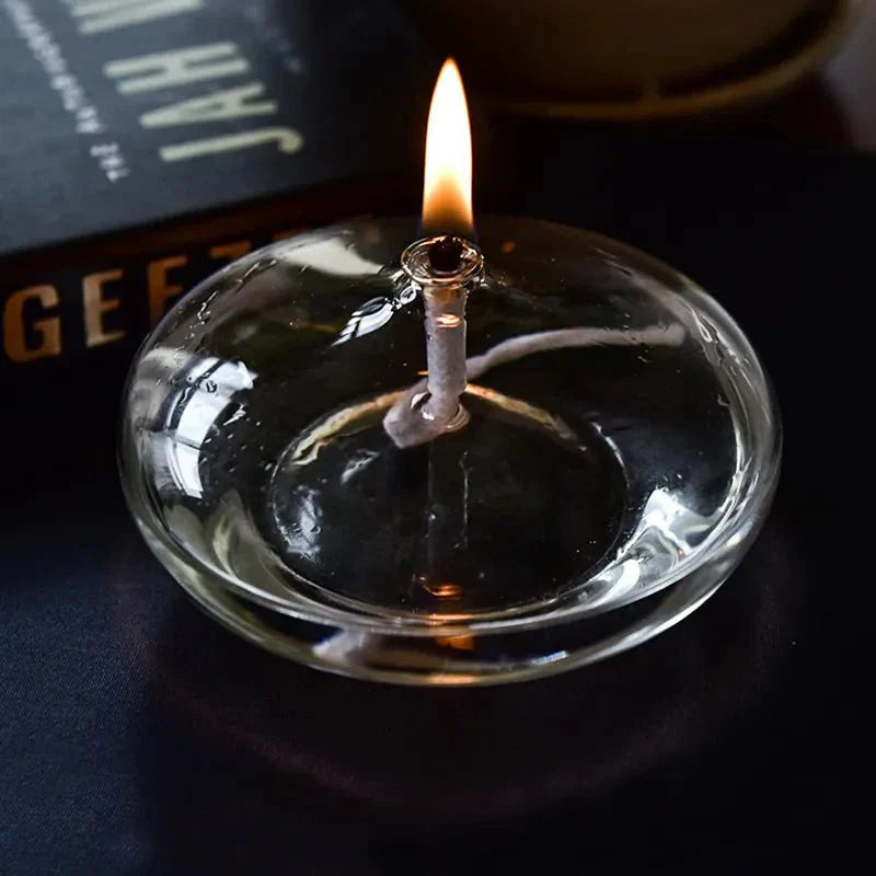 Oak & Coral | Transparent Glass Oil Lamp as Candle Holder
