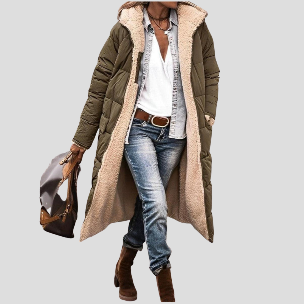 Oak & Coral | Women's Long Hooded Reversible Winter Coat