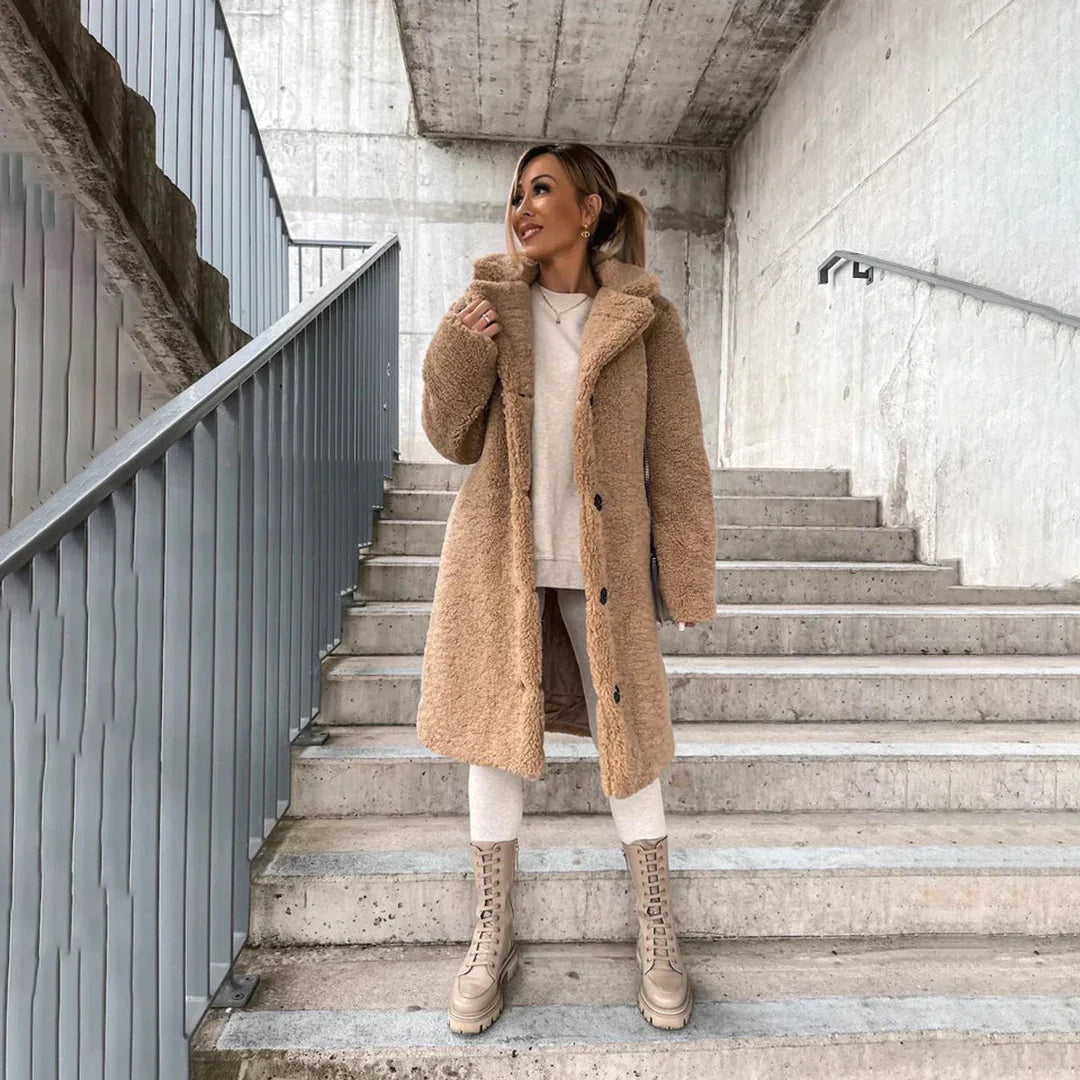 Oak & Coral | Women's Long Teddy Coat