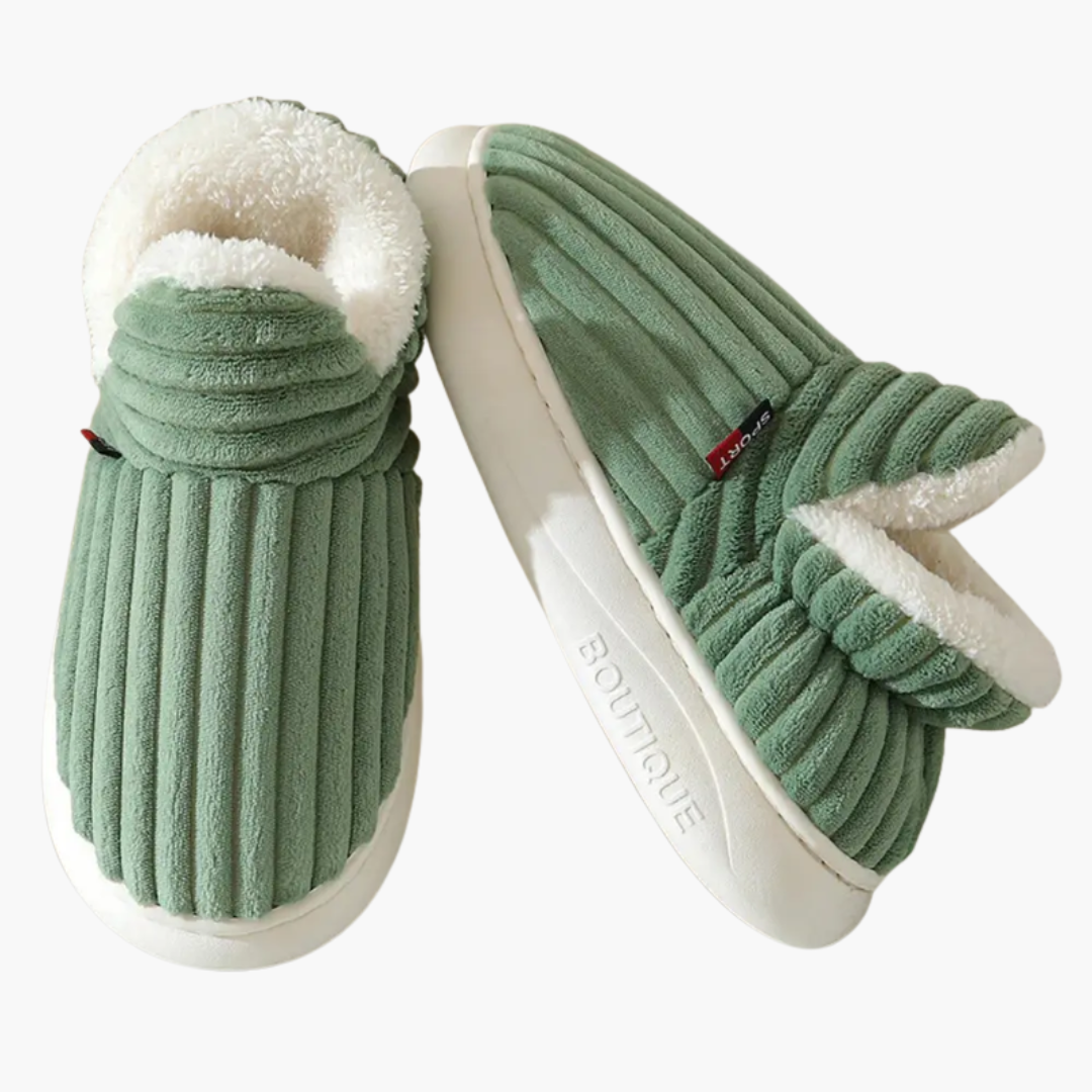 Oak & Coral | Women's Plush Bootie Slippers - Ribbed Warm Indoor Shoes