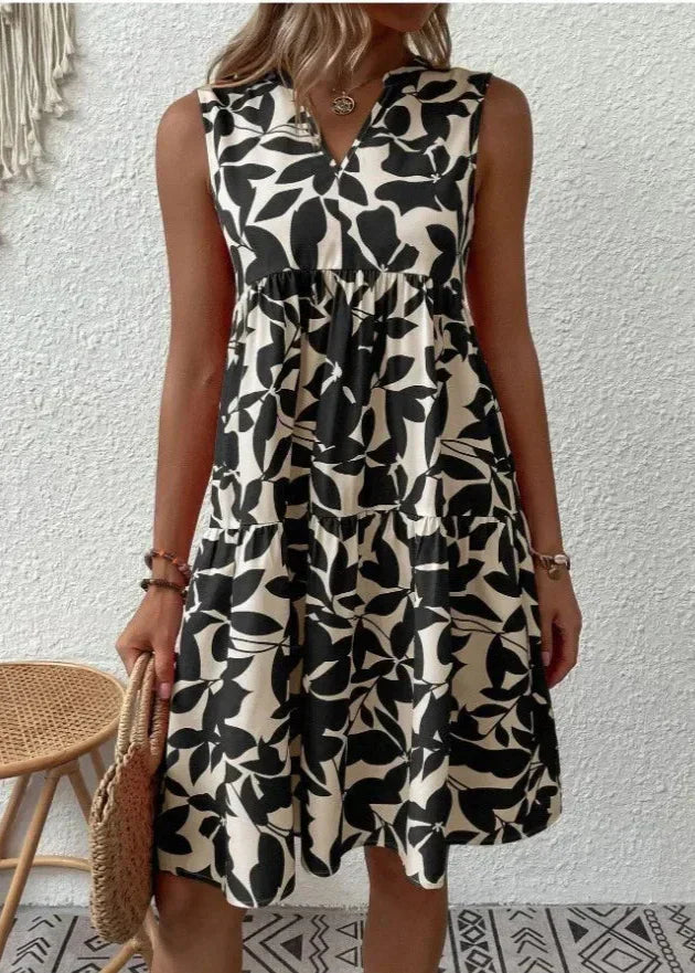 Oak & Coral | Women's Sleeveless V-Neck Tiered Midi Dress