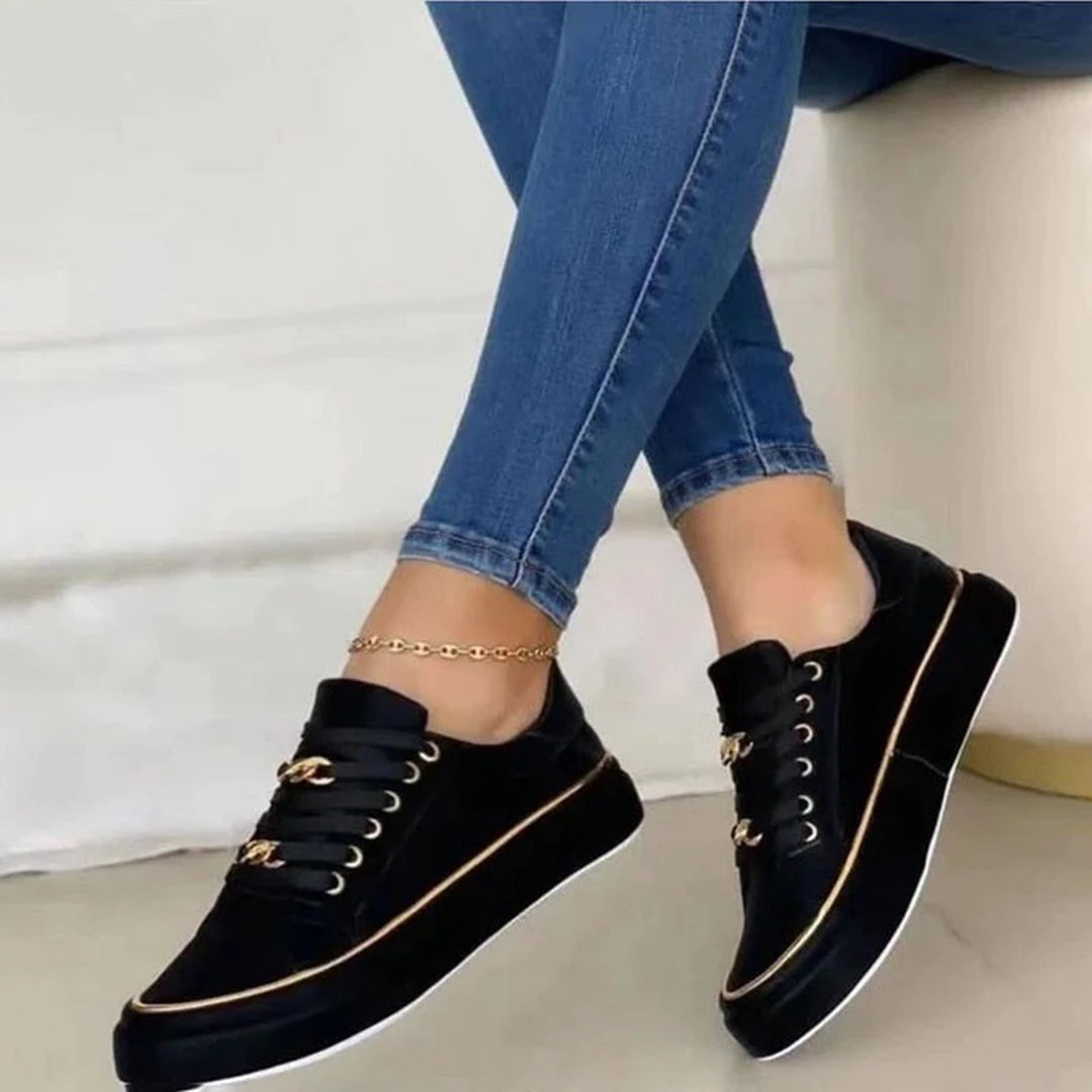 Oak & Coral | Women's Sneakers with Gold Chain Detail