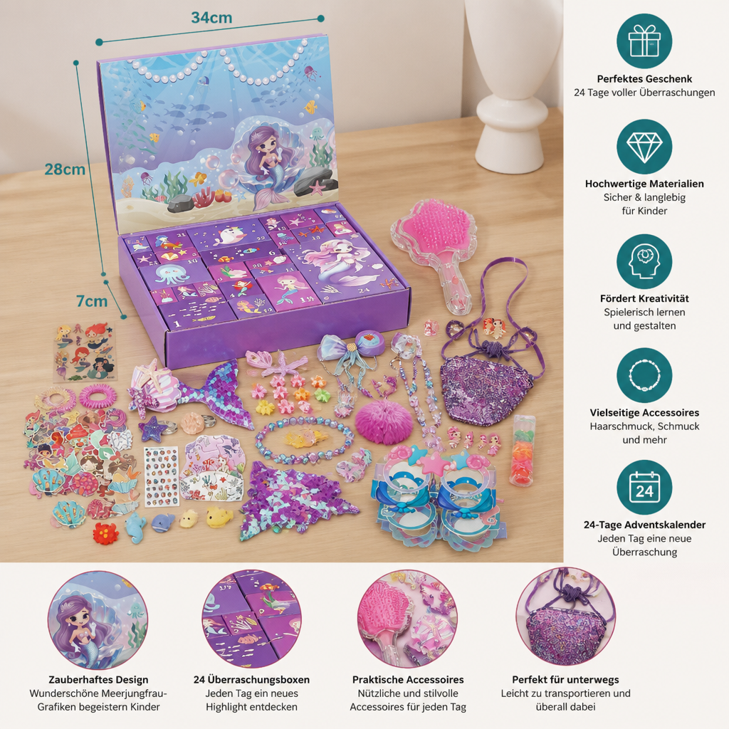 Mermaid Advent Calendar – 24 Days of Hair Accessories & Surprises