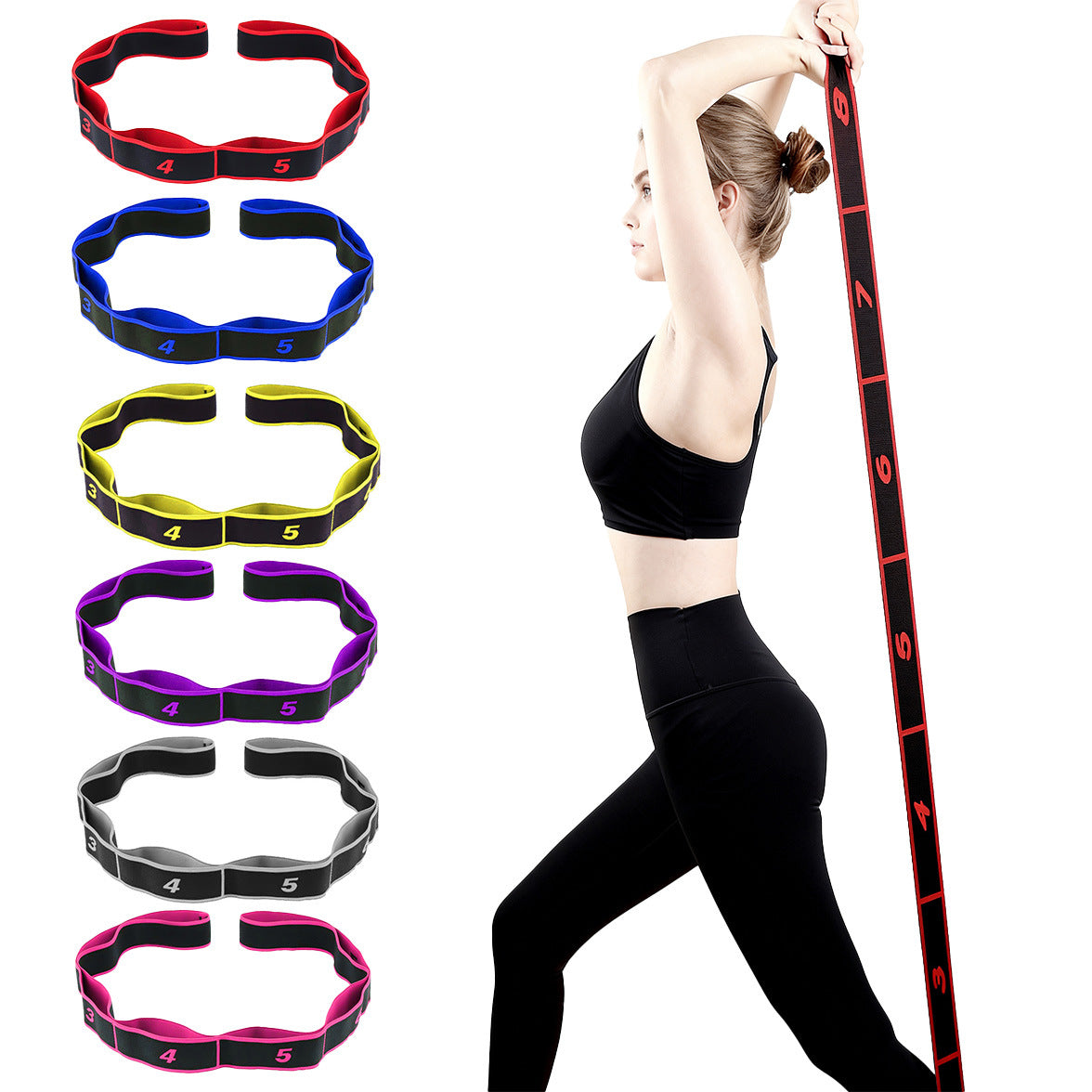 Numbered Multi-Loop Resistance Hip and Glute Training Band