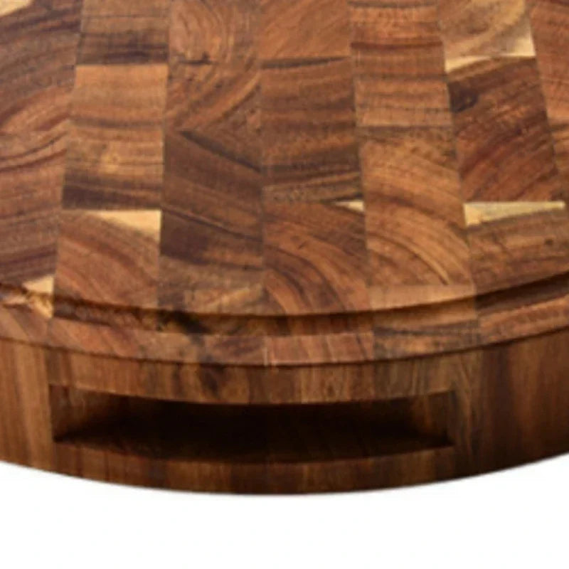 Thick round acacia butcher block