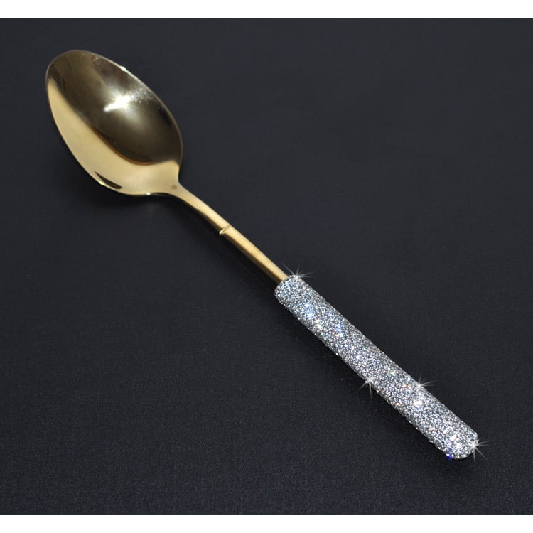 18/10 Stainless Steel Flatware Set with Rhinestone-Encrusted Handles