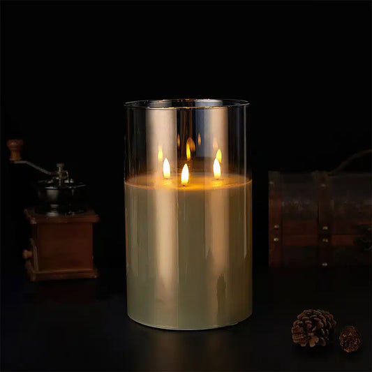3-Flame LED Candle - Gold, Grey or White