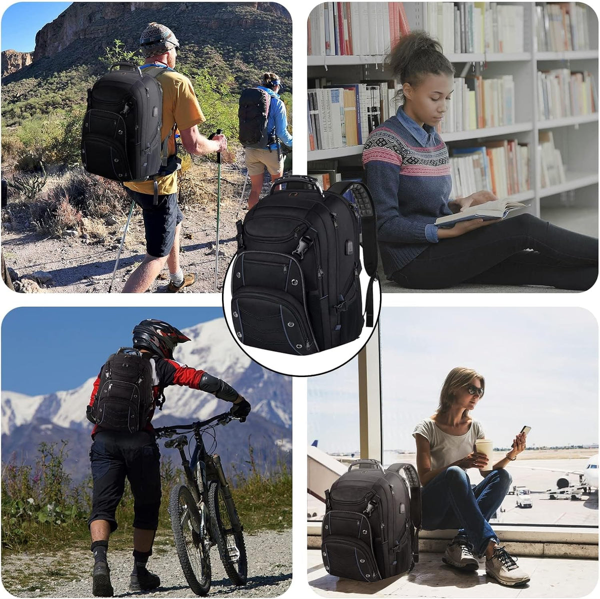 55L Extra-Large Travel Laptop Backpack with USB Charging and RFID Security