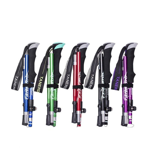 Adjustable Trekking Poles Oak & Coral | Foldable Trekking Poles | Lightweight and Durable for Outdoor Adventures