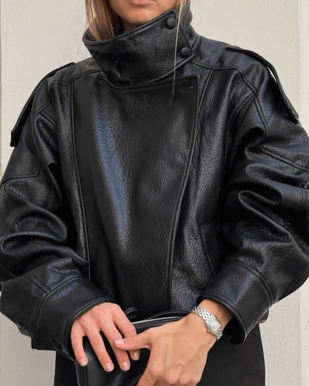 Asymmetrical Vegan Leather Jacket