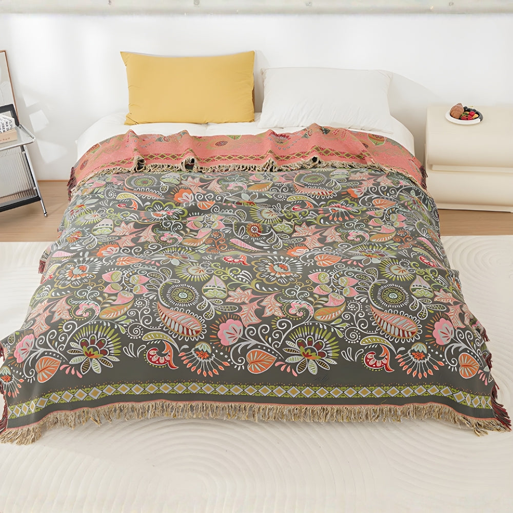 Autumn Leaf Boho Reversible Blanket