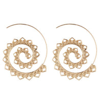 Swirling Sun Ethnic Hoop Earrings