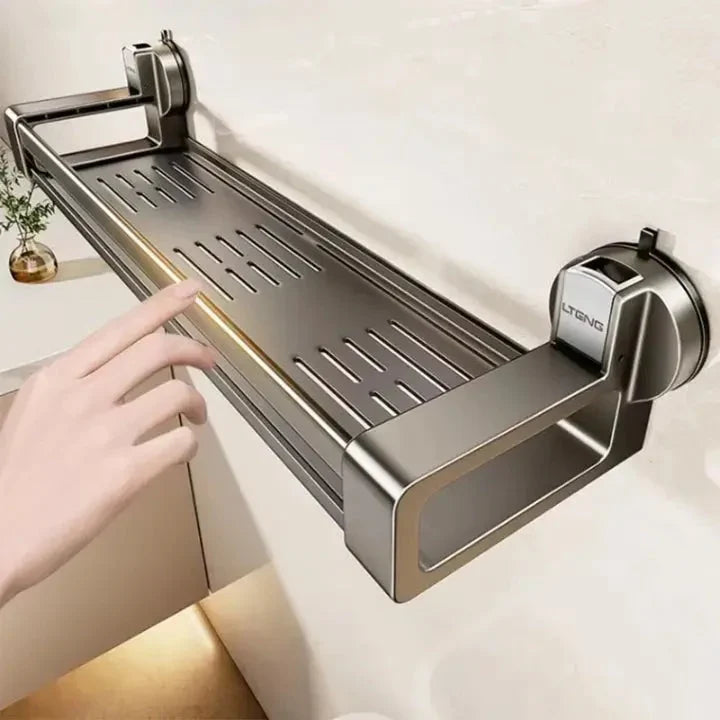 Carbon Steel Suction Cup Bathroom Shelf – No-Drill
