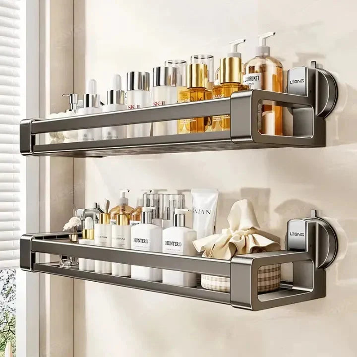 Carbon Steel Suction Cup Bathroom Shelf – No-Drill
