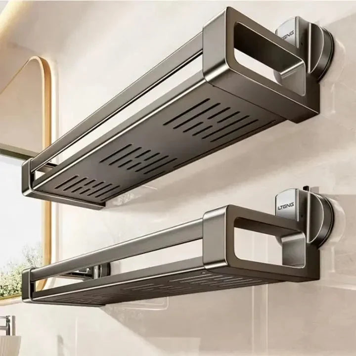 Carbon Steel Suction Cup Bathroom Shelf – No-Drill