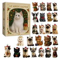 Cat-Themed Acrylic 24-Day Advent Calendar (24 Decorations)