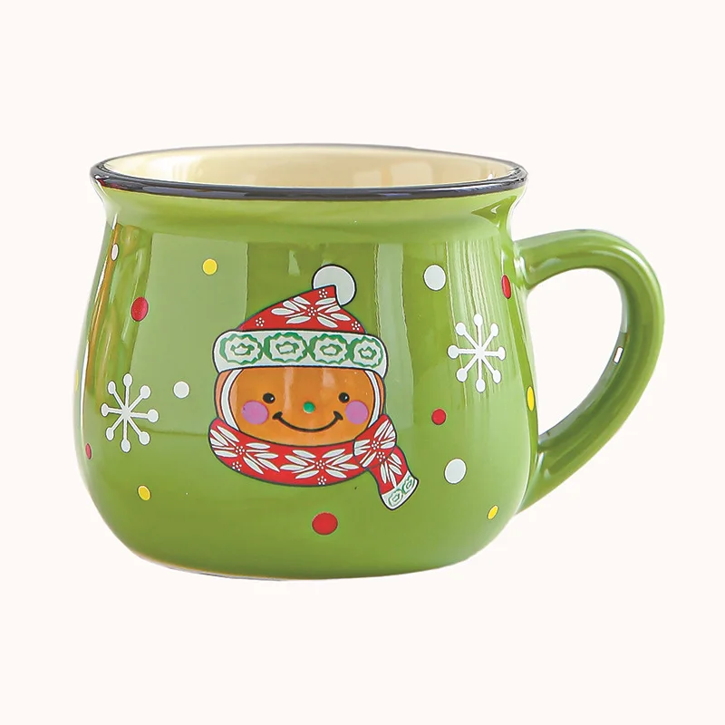 Ceramic Christmas Coffee Mug with Cheerful Cartoon Design