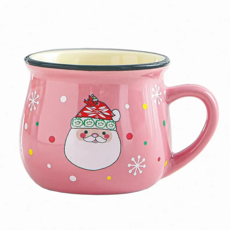 Ceramic Christmas Coffee Mug with Cheerful Cartoon Design