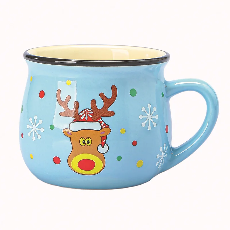 Ceramic Christmas Coffee Mug with Cheerful Cartoon Design