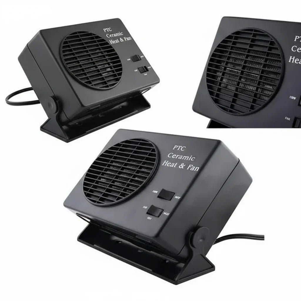 Oak & Coral | 12V Ceramic Car Heater Fan | 150W-300W | Portable Defroster w/ Automatic Thermostat