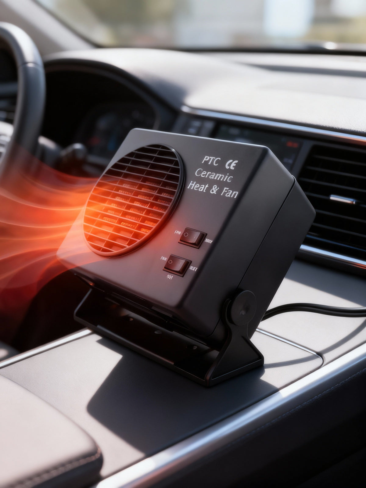 Oak & Coral | 12V Ceramic Car Heater Fan | 150W-300W | Portable Defroster w/ Automatic Thermostat