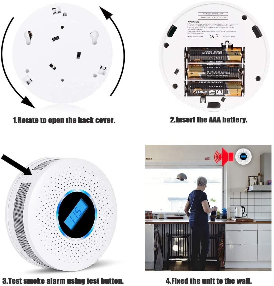 Oak & Coral | 2-in-1 Carbon Monoxide & Smoke Detector with Display