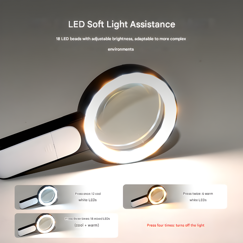 Oak & Coral | 20x Optical Magnifying Glass with Ergonomic Handle
