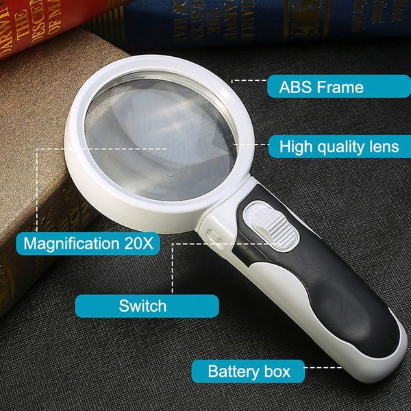 Oak & Coral | 20X optical magnifying glass with LED light