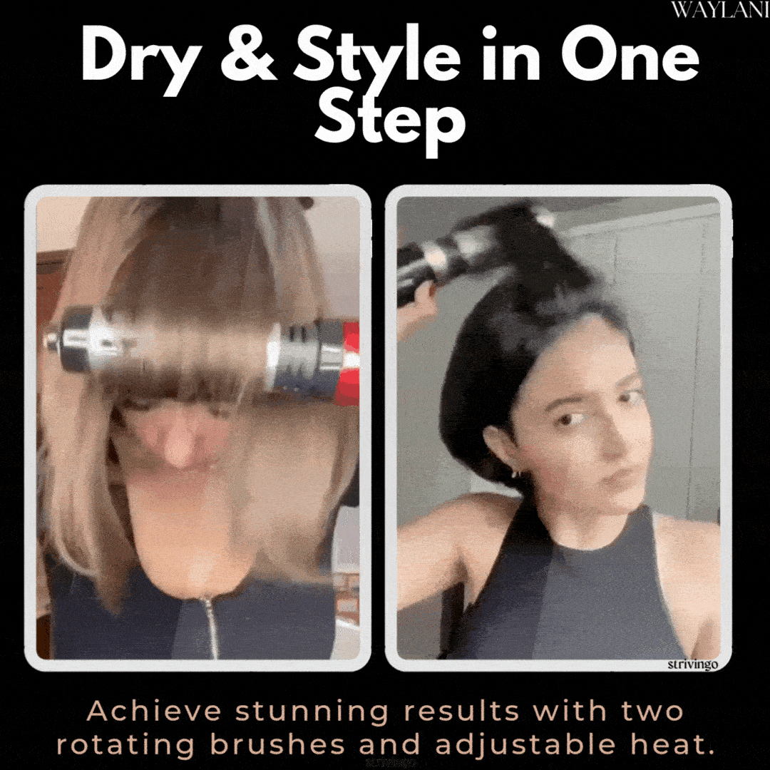Oak & Coral | 3-in-1 Rotating Hair Dryer and Styler with Adjustable Temperature for Effortless Curls and Waves