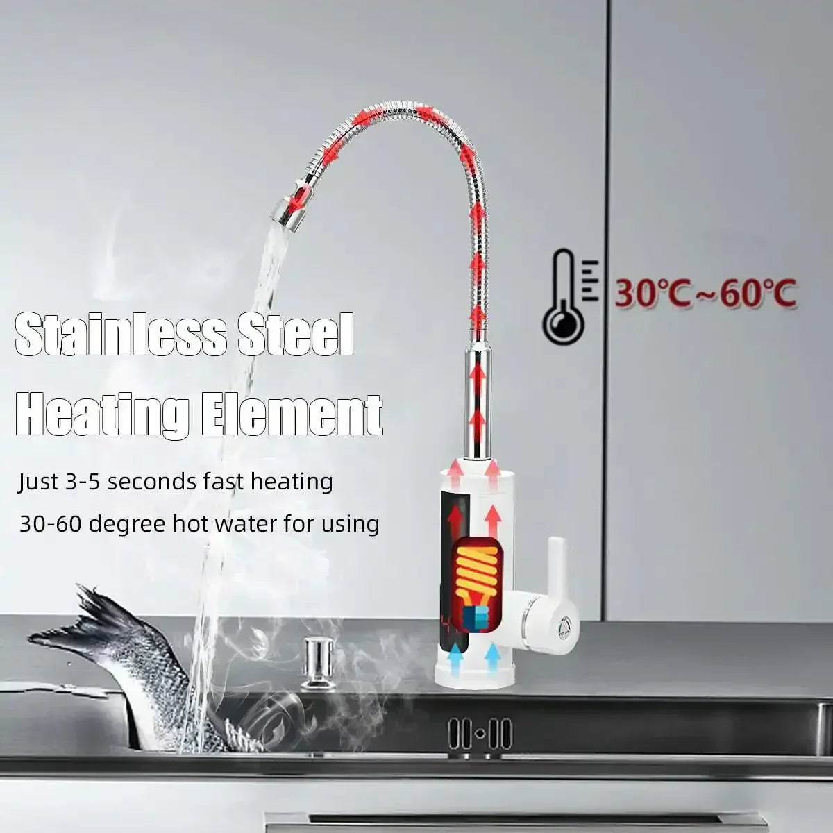 Oak & Coral | 3000W Electric Kitchen Faucet with Instant Hot Water - FlowHeat