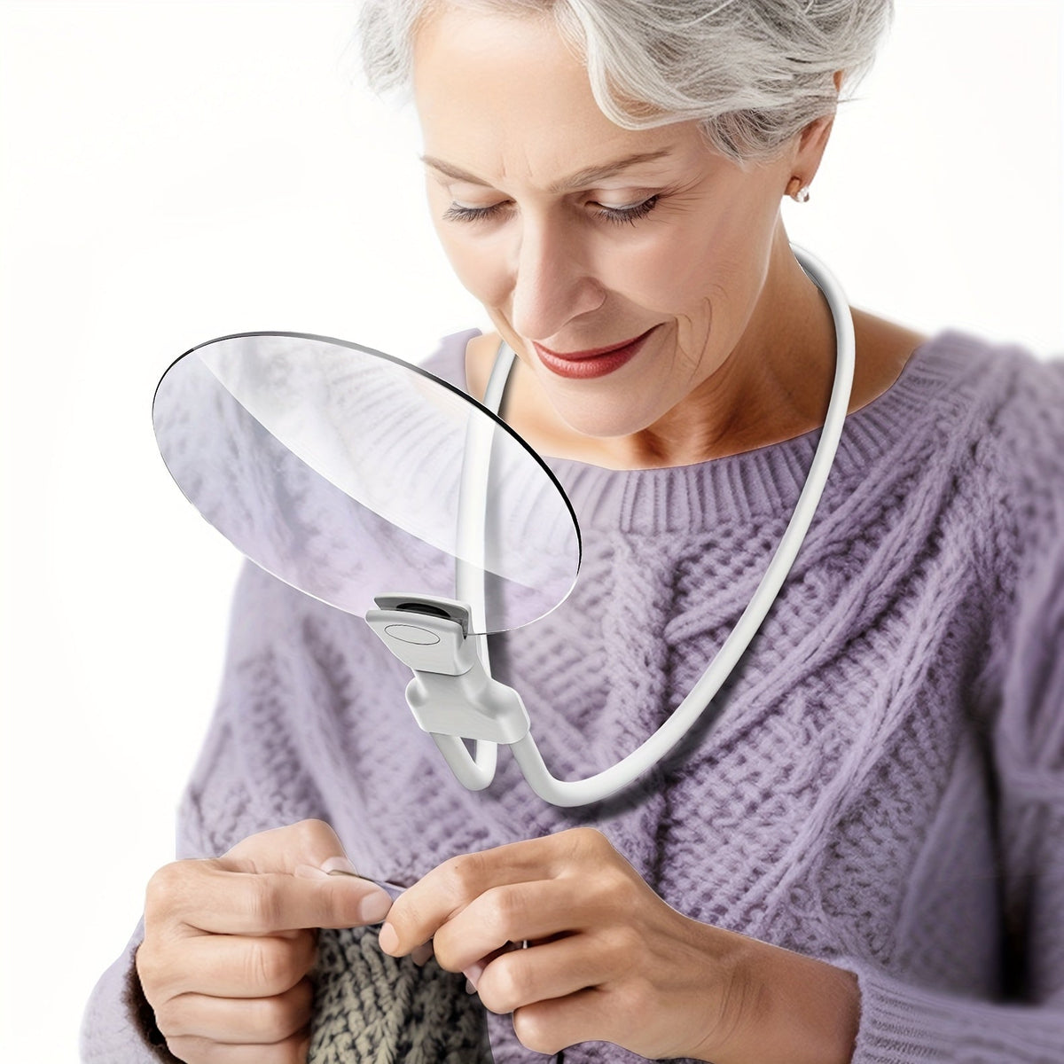 Oak & Coral | 5X Magnifying Glass Pro – Hands-free Adjustable Neck Magnifier for the Elderly and Visually Impaired – Perfect for Reading, Sewing, Crafting, and Inspection