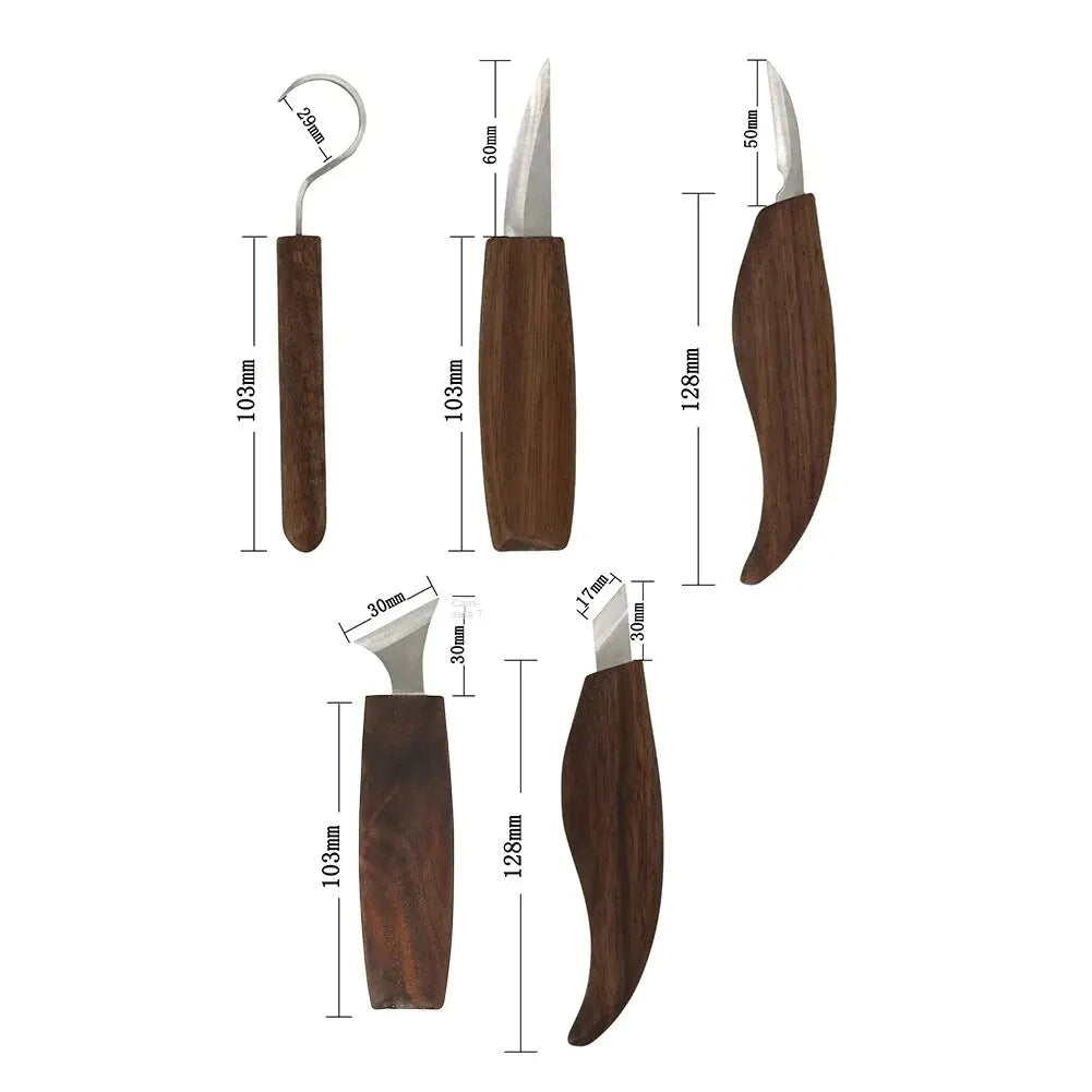 Oak & Coral | 8-Piece Wood Carving Set: Hand Carving Knife Set with Needle Files - Wood Spoon Carving Set for Beginners