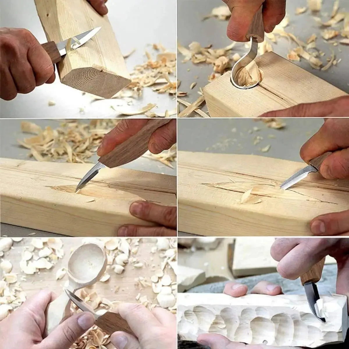 Oak & Coral | 8-Piece Wood Carving Set: Hand Carving Knife Set with Needle Files - Wood Spoon Carving Set for Beginners