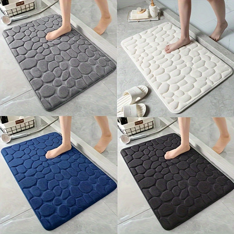 Oak & Coral | Absorbent Bath Mat Stone Patterned Bath Rug