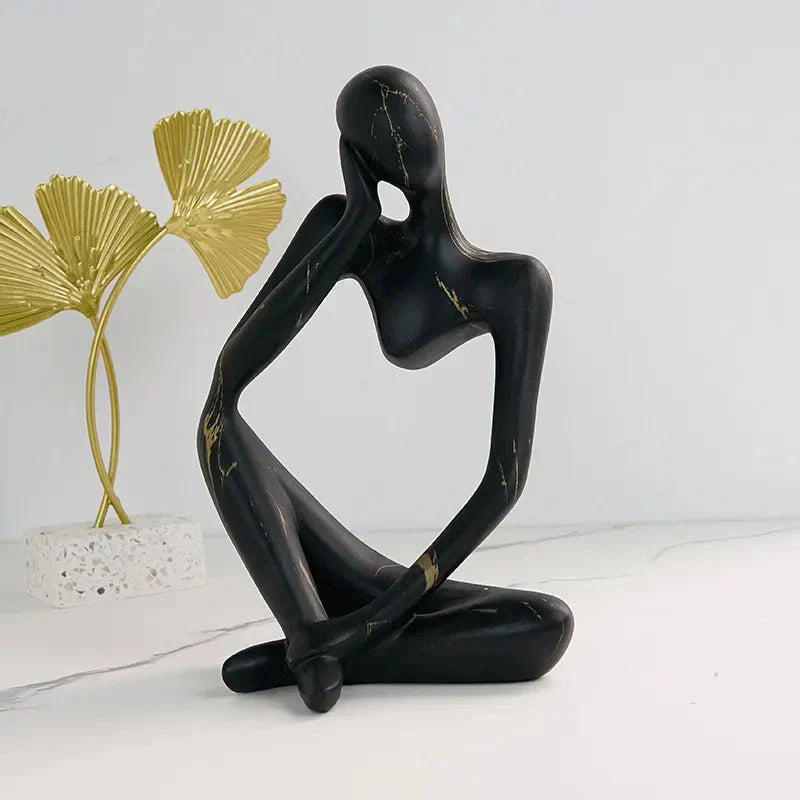 Oak & Coral | Abstract Thinker Sculpture | Handmade Resin Table Decoration